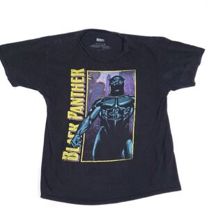 Marvel Black Panther T Shirt Large Black‎ Superhero Graphic Tee Comic Style